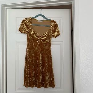 Urban Outfitters Mini Yellow Velvet Dress S